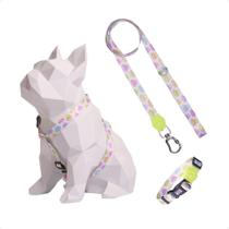 Kit Peitoral H + Coleira + Guia para Cães Polvinhos Oliepet