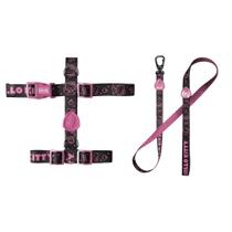 Kit Peitoral H Hello Kitty Black para Cães FreeFaro Kit Peitoral H Hello Kitty Black para Cães FreeFaro