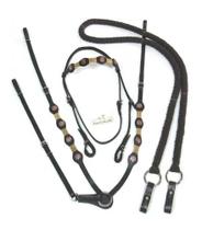 Kit Peitoral Mangalarga Marrom de Aplique + Cabeçada Com Rédea de Lã Grossa Top De Linha