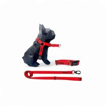 Kit Peitoral Y Antipuxão para cachorros com Coleira e Guia Vermelho Kit Peitoral Y Antipuxão para cachorros com Coleira e Guia Vermelho