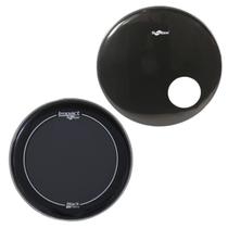 Kit Pele 18 Bumbo Twins Duplo Preta + Pele Com Furo Preta Kit Pele 18 Bumbo Twins Duplo Preta + Pele Com Furo Preta