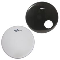 Kit Pele 20'' Bumbo Porosa Muffler + Resposta Preta Com Furo