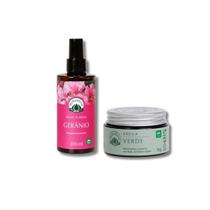 Kit Pele Oleosa Argila Verde + Água Floral De Gerânio