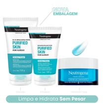 Kit Pele Oleosa Sabonete Gel 150g Purified Skin + Esfoliante Purified Skin 100g + Hydro Boost Hidratante Neutrogena