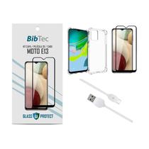 Kit Película 3D + Capa Transparente + Cabo USB Tipo C Motorola MOTO E13