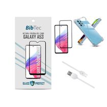 Kit Película 3D + Capa Transparente + Cabo USB Tipo C Samsung Galaxy A53 - Xmart