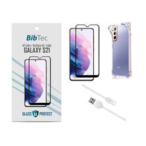 Kit Película 3D + Capa Transparente + Cabo USB Tipo C Samsung Galaxy S21 Kit Película 3D + Capa Transparente + Cabo USB Tipo C Samsung Galaxy S21