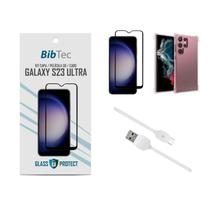 Kit Película 3D + Capa Transparente + Cabo USB Tipo C Samsung Galaxy S23 ULTRA