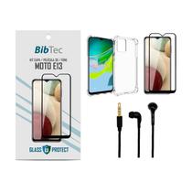 Kit Película 3D + Capa Transparente + Fone de Ouvido para Motorola MOTO E13