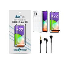 Kit Película 3D + Capa Transparente + Fone de Ouvido para Samsung Galaxy A22 4G