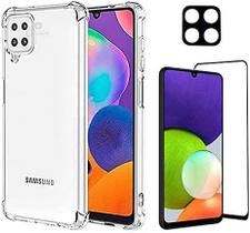 Kit Película 3D + Capa Transparente + Película de Câmera para Samsung Galaxy A22 4G Kit Película 3D + Capa Transparente + Película de Câmera para Samsung Galaxy A22 4G