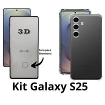 Kit Película 3D de Vidro com Furo Digital + Capa Anti Choque para Samsung Galaxy S25 Kit Película 3D de Vidro com Furo Digital + Capa Anti Choque para Samsung Galaxy S25