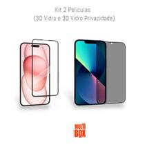 Kit Película 3D De Vidro + Película 3D De Vidro Privacidade Compatível Com Iphone 15