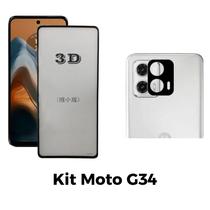 Kit Película 3D de Vidro + Película de Câmera para Motorola Moto G34