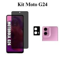 Kit Película 3D de Vidro Privacidade + Película de Câmera Traseira para Motorola Moto G24