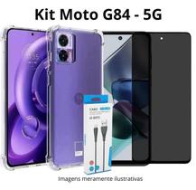 Kit Película 3D Privativa + Capa Anti Shock + Cabo Turbo Tipo C para Celular Moto G84