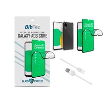 Kit Película 9D Cerâmica + Capa Transparente + Cabo de Dados Micro USB Samsung Galaxy A03 CORE