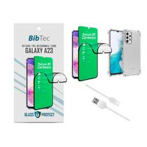 Kit Película 9D Cerâmica + Capa Transparente + Cabo USB Tipo C Samsung Galaxy A23