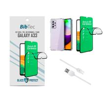 Kit Película 9D Cerâmica + Capa Transparente + Cabo USB Tipo C Samsung Galaxy A33