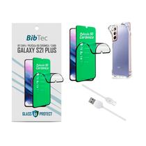 Kit Película 9D Cerâmica + Capa Transparente + Cabo USB Tipo C Samsung Galaxy S21 PLUS