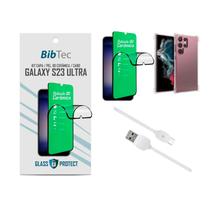 Kit Película 9D Cerâmica + Capa Transparente + Cabo USB Tipo C Samsung Galaxy S23 ULTRA
