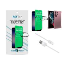 Kit Película 9D Cerâmica + Capa Transparente + Cabo USB Tipo C Samsung Galaxy S23