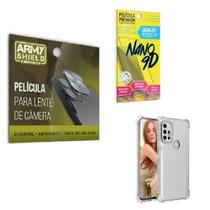 Kit Película De Câmera E Tela Moto G20 + Capinha Anti Shock