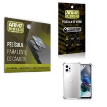 Kit Película De Câmera E Tela Moto G23 + Capinha Anti Shock