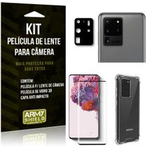 Kit Película de Câmera Galaxy S20 Ultra + Película 3D + Capa Anti Impacto - Armyshield