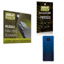 Kit Película de Camêra Moto E7 Plus + Película de Vidro 3D e Capinha Anti Shock - Armyshield