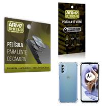 Kit Película de Camêra Moto G31 + Película de Vidro 3D e Capinha Anti Shock - Armyshield