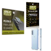 Kit Película de Camêra Moto G52 + Película de Vidro 3D e Capinha Anti Shock - Armyshield