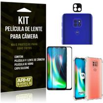 Kit Película de Câmera Moto G9 Play + Película 3D + Capa Anti Impacto - Armyshield