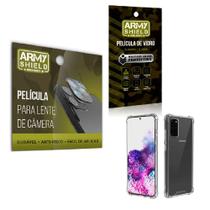 Kit Película de Camêra Samsung S20 Plus + Película de Vidro 3D e Capinha Anti Shock - Armyshield
