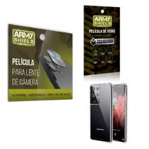Kit Película de Camêra Samsung S21 Ultra + Película de Vidro 3D e Capinha Anti Shock - Armyshield