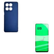 Kit Película de Cerâmica 9D Moto Edge 60 Pro + Capa Case Aveludada Azul Marinho