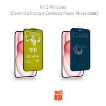 Kit Película Fosca 9D + Película Cerâmica Fosca Privacidade Para Iphone 15