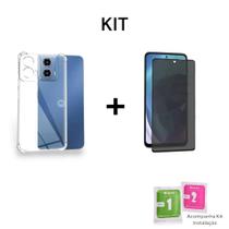 Kit Película Fosca Privacidade 9D + Capa Capinha Transparente Anti Impactos Para Moto G04