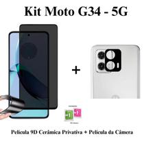 Kit Película Fosca Privacidade de Cerâmica + Película de Câmera para Motorola Moto G34 5G