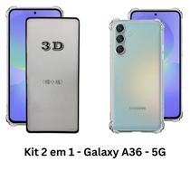 Kit Película Frontal 3D de Vidro + Capa Silicone TPU para Samsung Galaxy A36 5g Anti Impactos