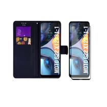 Kit Película Frontal de Vidro 3d + Capa Carteira Flip para Moto G22 Preto Kit Película Frontal de Vidro 3d + Capa Carteira Flip para Moto G22 Preto