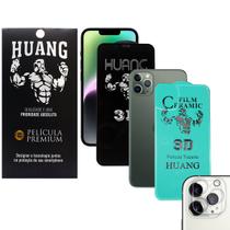 Kit Película Huang Vidro Privacy +Traseira+ Câm. Para iPhone