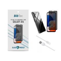 Kit Película Privacidade 3D + Capa Transparente + Cabo USB Tipo C Samsung Galaxy A14