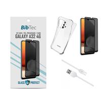 Kit Película Privacidade 3D + Capa Transparente + Cabo USB Tipo C Samsung Galaxy A32 4G