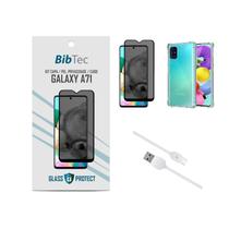 Kit Película Privacidade 3D + Capa Transparente + Cabo USB Tipo C Samsung Galaxy A71 Kit Película Privacidade 3D + Capa Transparente + Cabo USB Tipo C Samsung Galaxy A71