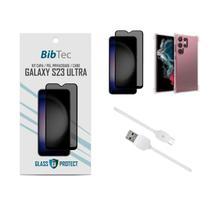 Kit Película Privacidade 3D + Capa Transparente + Cabo USB Tipo C Samsung Galaxy S23 ULTRA