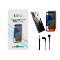 Kit Película Privacidade 3D + Capa Transparente + Fone de Ouvido Samsung Galaxy A14