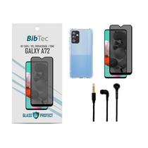 Kit Película Privacidade 3D + Capa Transparente + Fone de Ouvido Samsung Galaxy A72