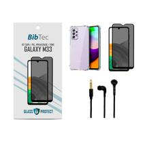 Kit Película Privacidade 3D + Capa Transparente + Fone de Ouvido Samsung Galaxy M33 - Xmart