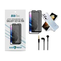 Kit Película Privacidade 3D + Capa Transparente + Fone de Ouvido Samsung Galaxy S21 ULTRA - Xmart